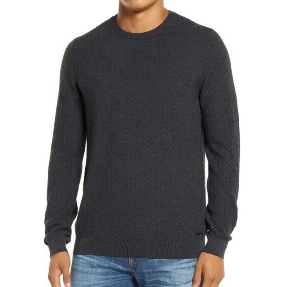 Brax Feel Good Other - BRAX Feel Good Size L Rick Crewneck Sweater Diamond Knit Merino Wool Silk Gray